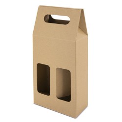 CAJA CARTON VENTANA 2 BOTELLAS