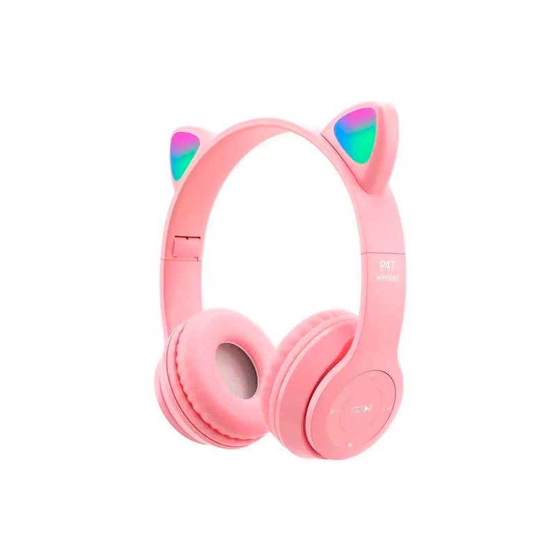 CASCOS AURICULARES OREJAS INALÁMBRICOS ROSA+CAJA Niñas Regalos Comunión