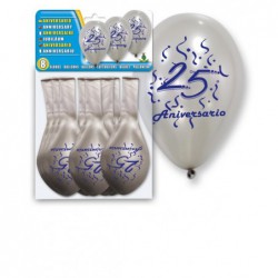 SET 8 GLOBOS PLATA "25...