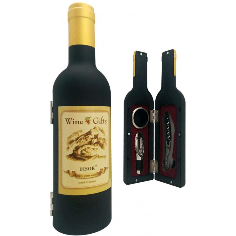 SET DE 3 PIEZAS DE VINO CON FORMA DE BOTELLA DE VINO PARA BODAS, BAUTIZOS Y  COMUNIONES